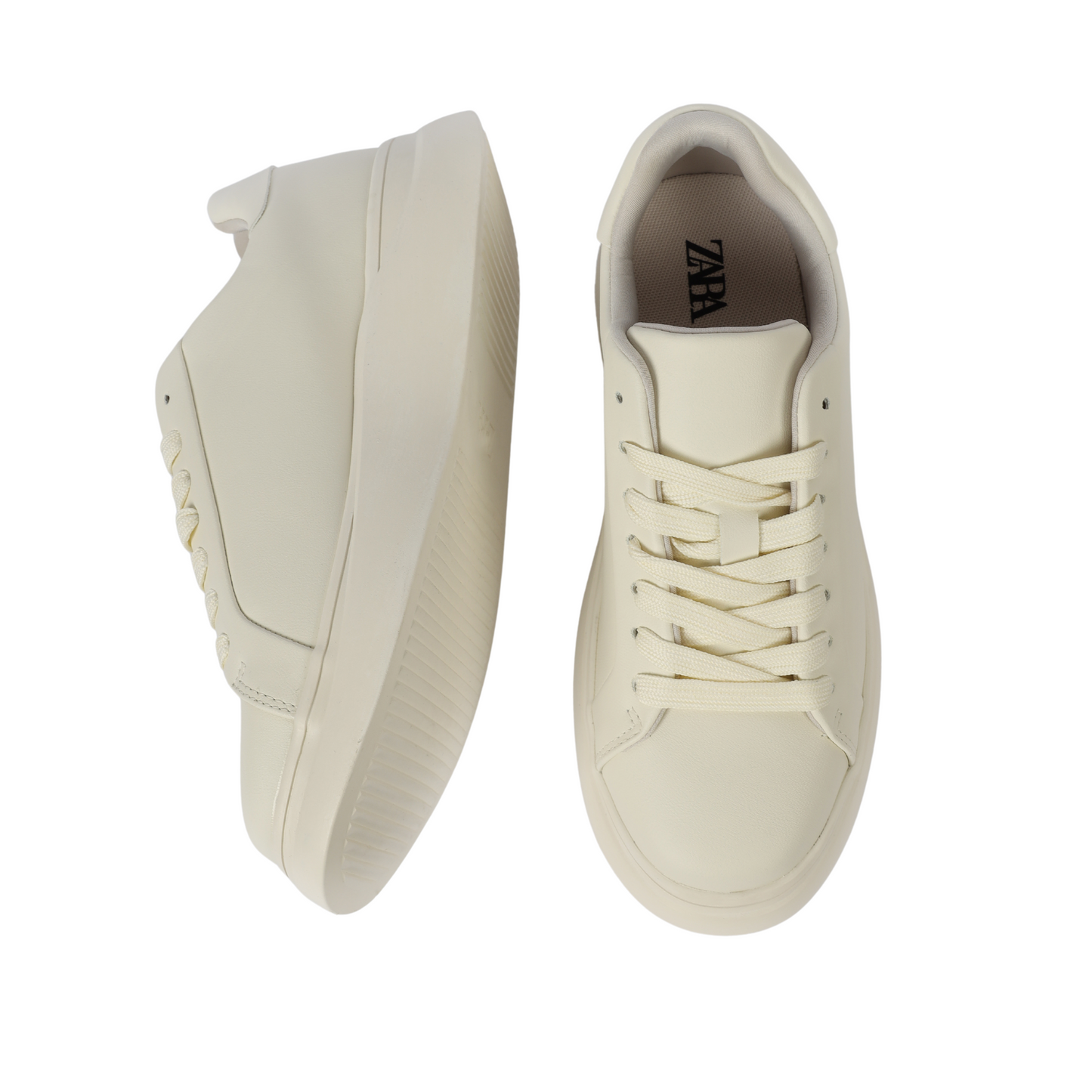 ZARA MONOCHROME CHUNKY SOLE SNEAKERS - BEIGE