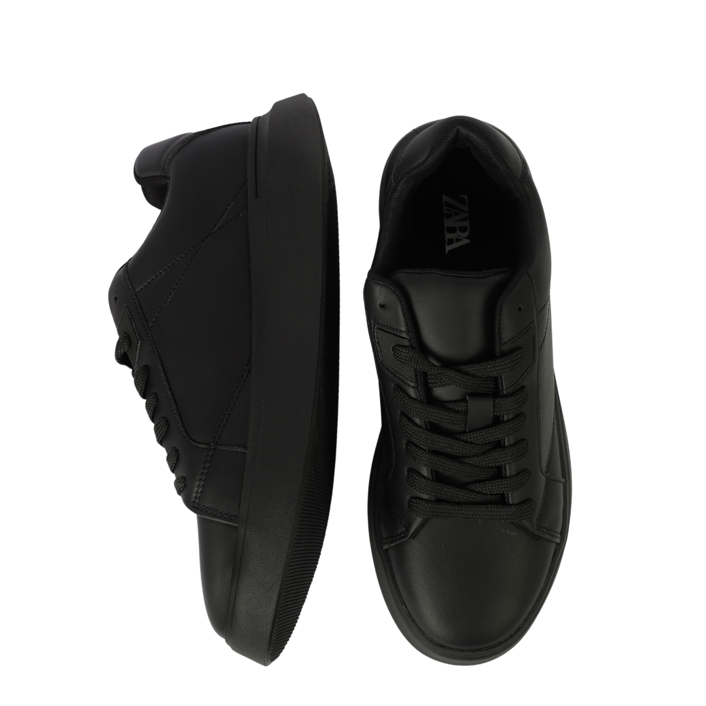 ZARA MONOCHROME CHUNKY SOLE SNEAKERS - BLKBLK