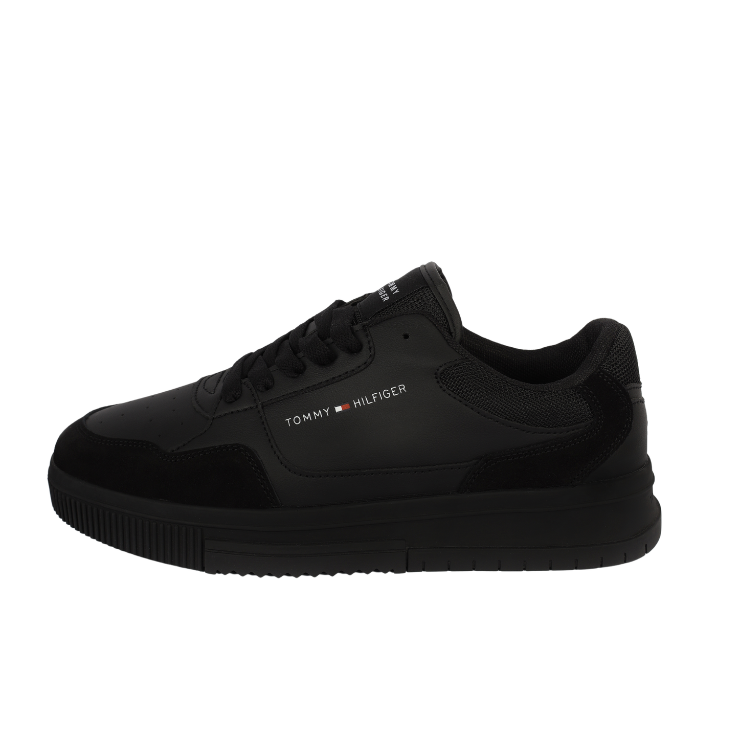 Tommy Hilfiger TH Basket Core Leather Trainers. BLACK