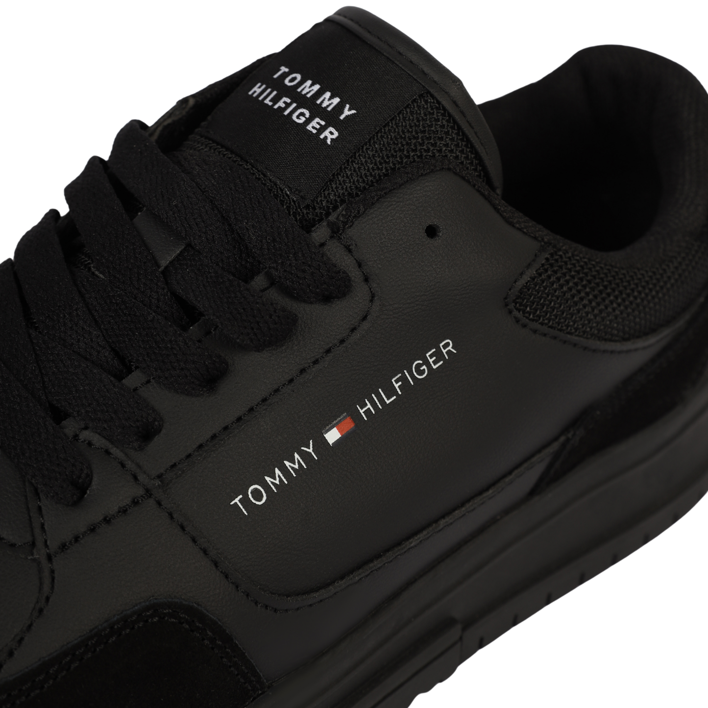 Tommy Hilfiger TH Basket Core Leather Trainers. BLACK