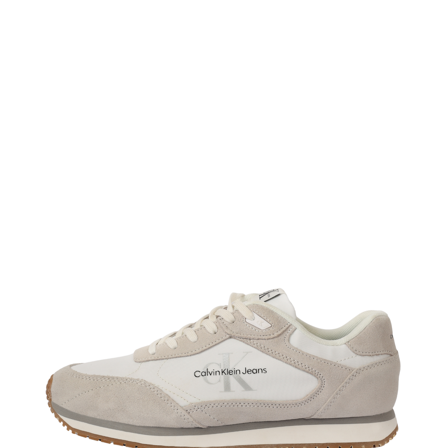 Calvin Klein Jeans Retro Runner Lace-up Trainer. WHITE & BEIGE