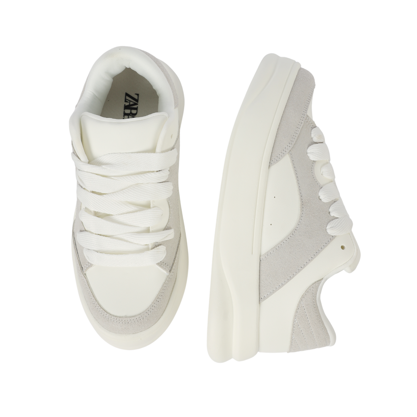 ZARA MONOCHROME CHUNKY SOLE SNEAKERS WHITE & GRAY