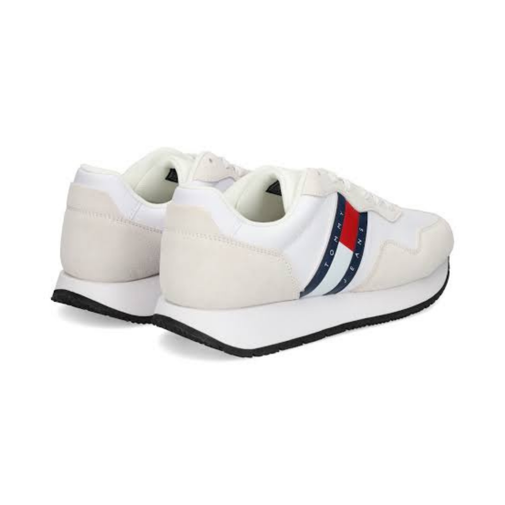 tommy Mixed Texture Contrast Midsole Trainers WHITE&BAIGE