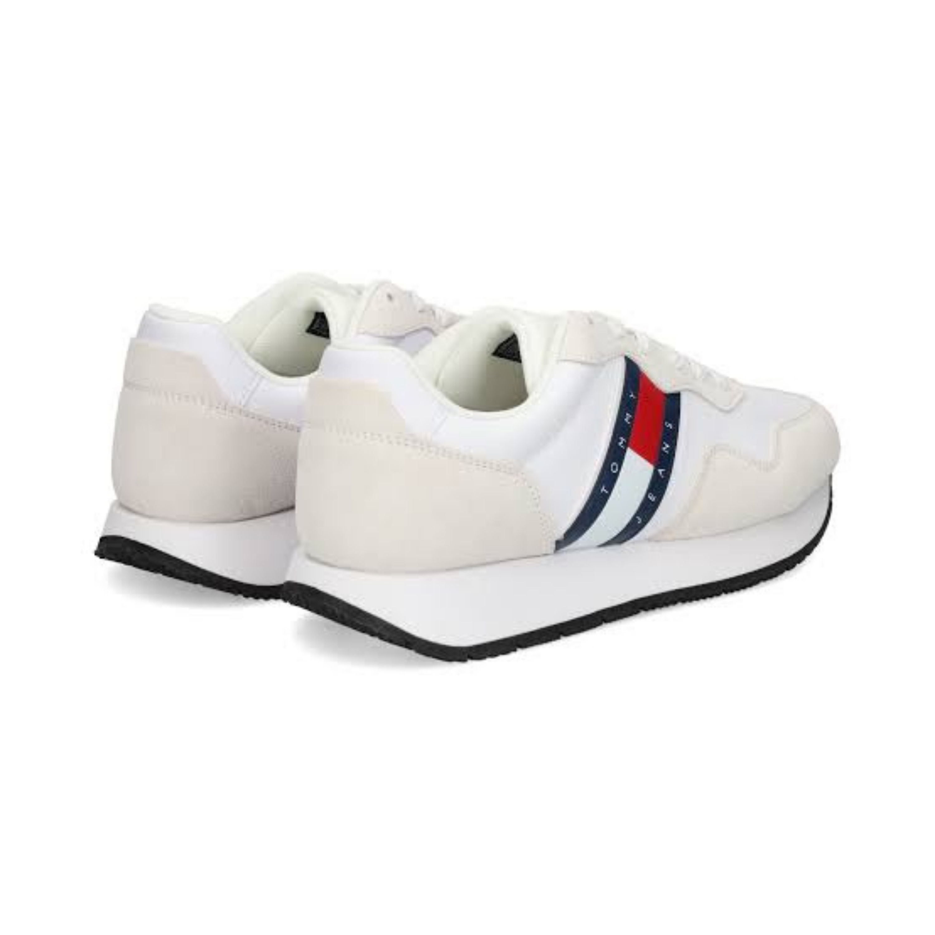 tommy Mixed Texture Contrast Midsole Trainers WHITE&BAIGE