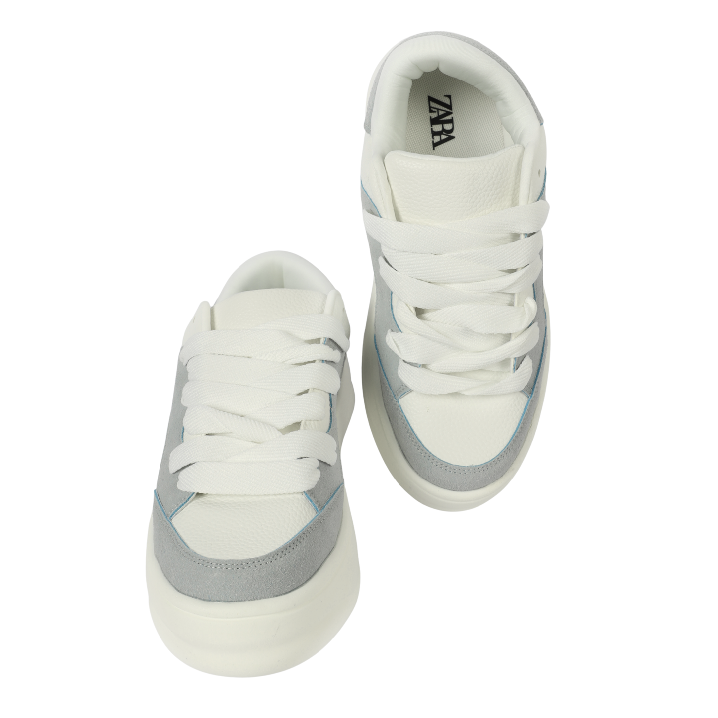 ZARA MONOCHROME CHUNKY SOLE SNEAKERS WHITE&BLUE