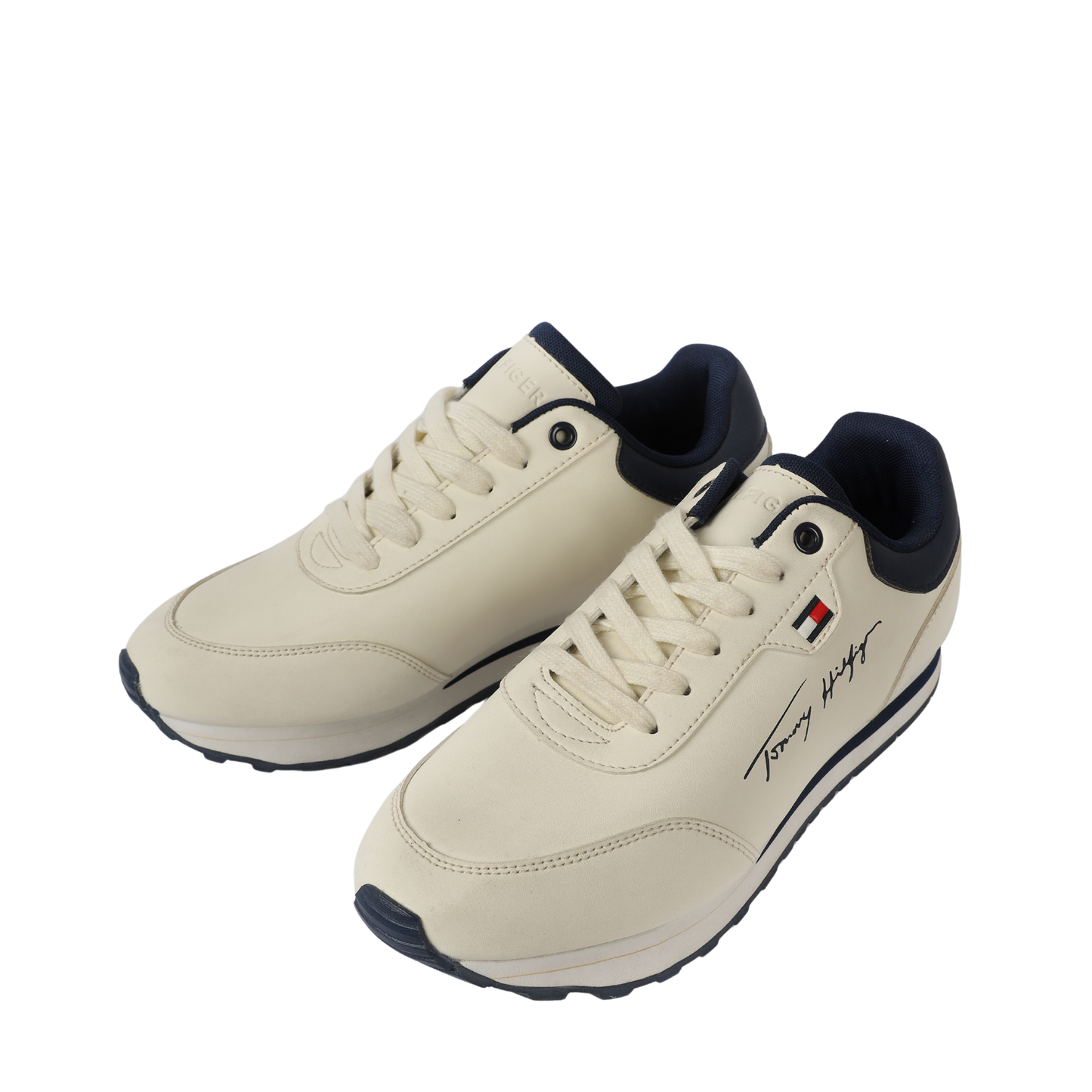 Flag Leather Sneaker" by Tommy Hilfiger. BEIGE