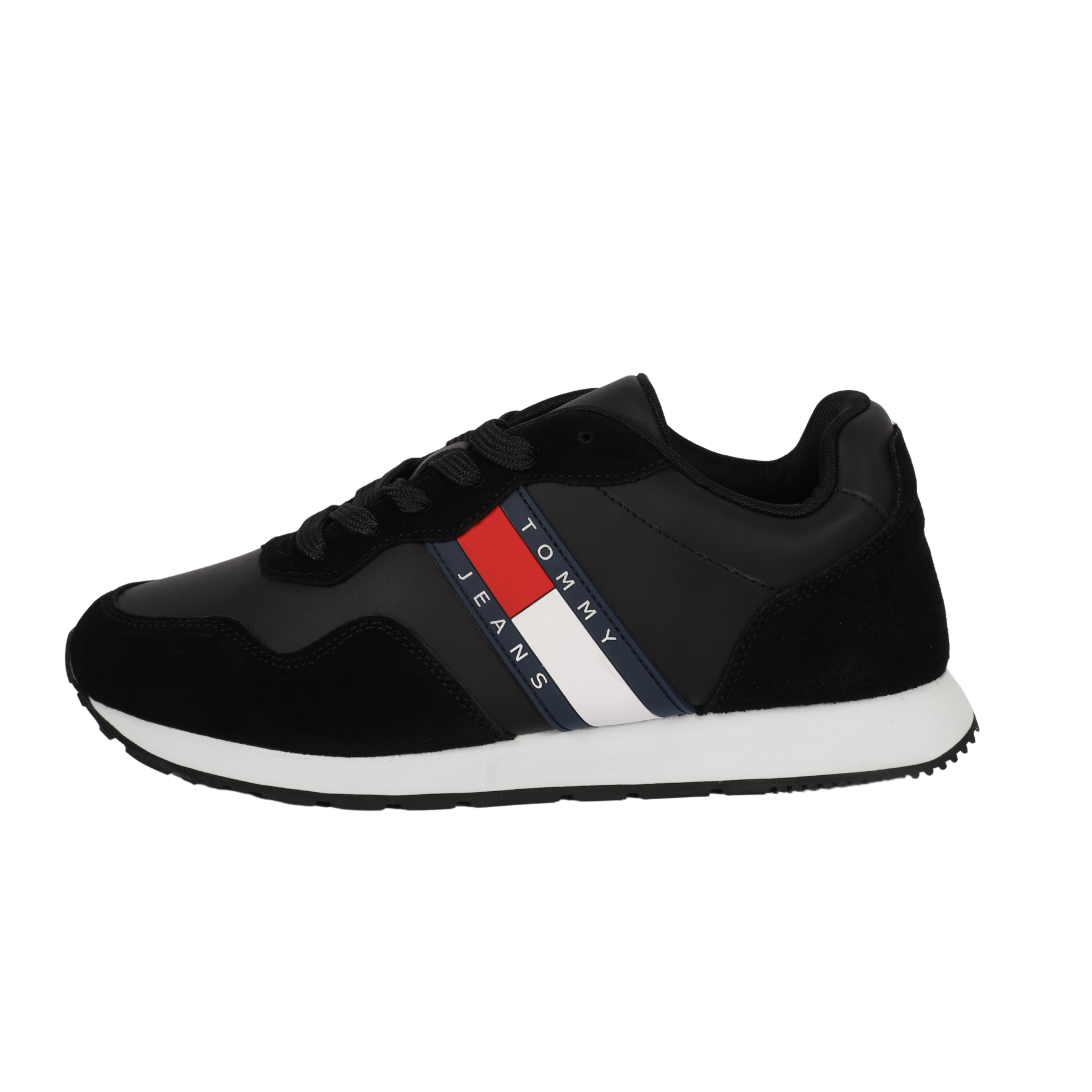 Tommy Jeans Men's Retro Leather TJM ESS Sneaker BLACK
