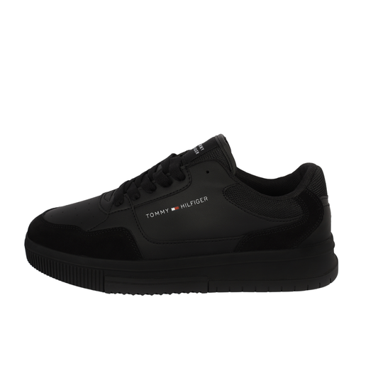 Tommy Hilfiger TH Basket Core Leather Trainers. BLACK