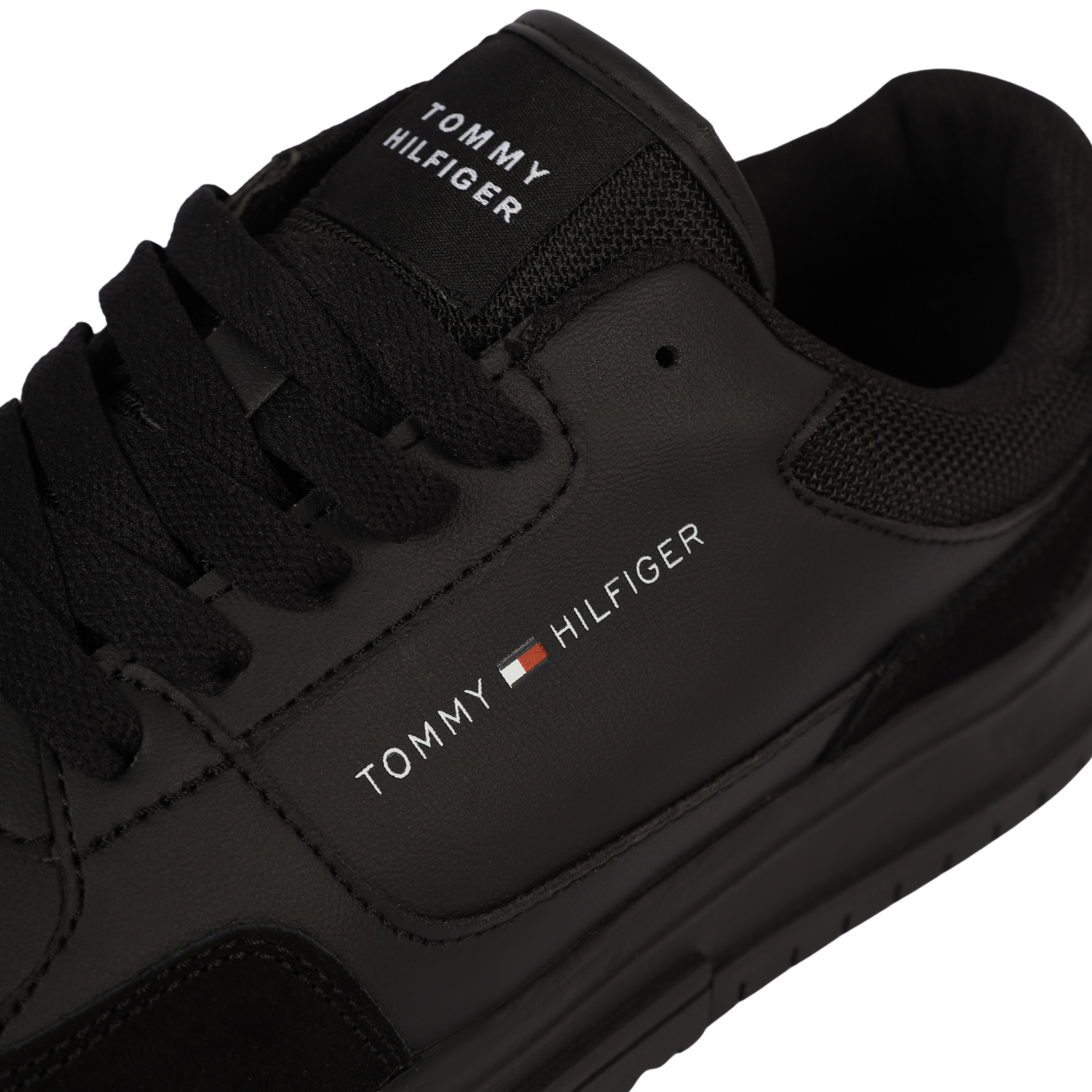 Tommy Hilfiger TH Basket Core Leather Trainers. BLACK