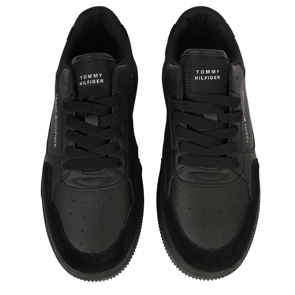 Tommy Hilfiger TH Basket Core Leather Trainers. BLACK