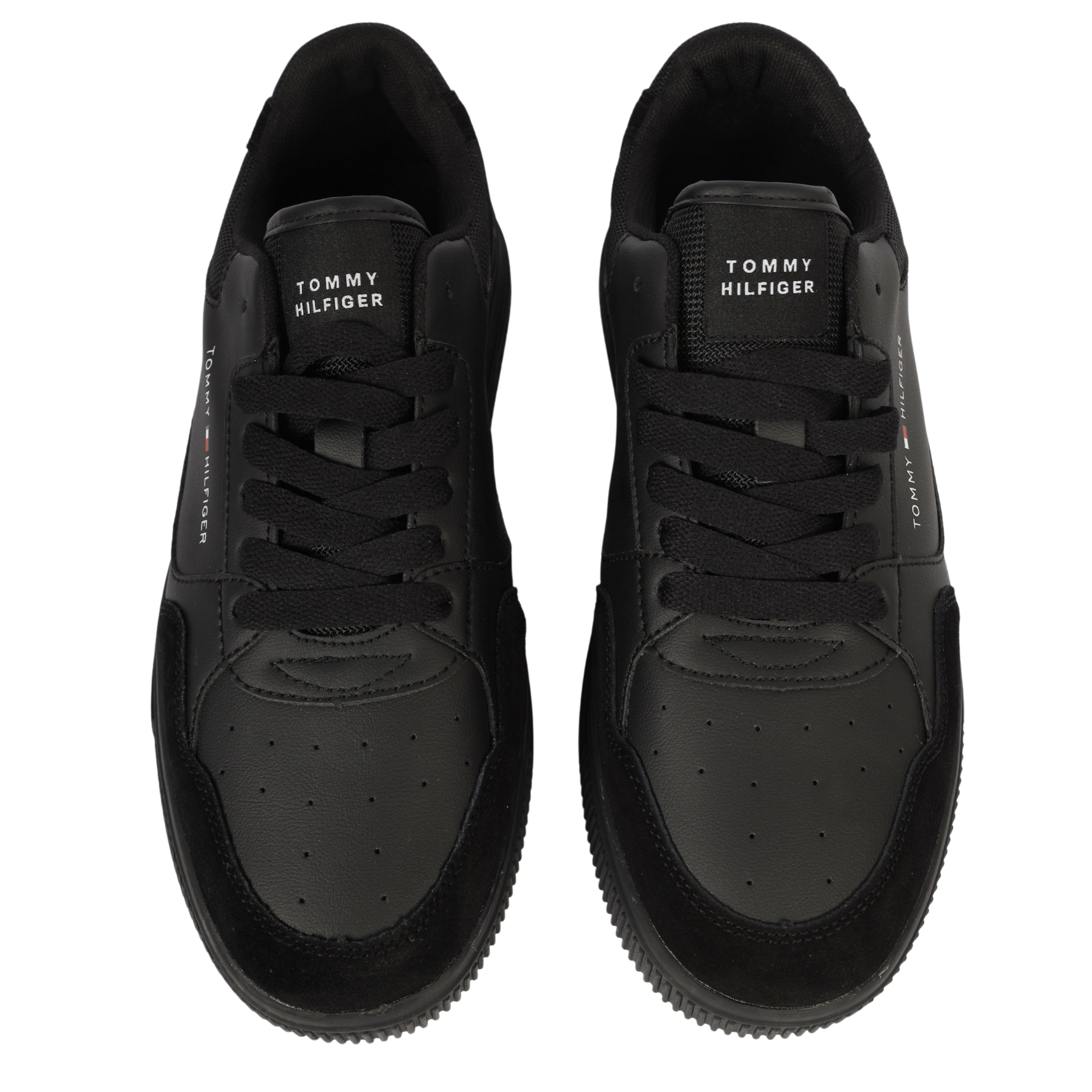 Tommy Hilfiger TH Basket Core Leather Trainers. BLACK