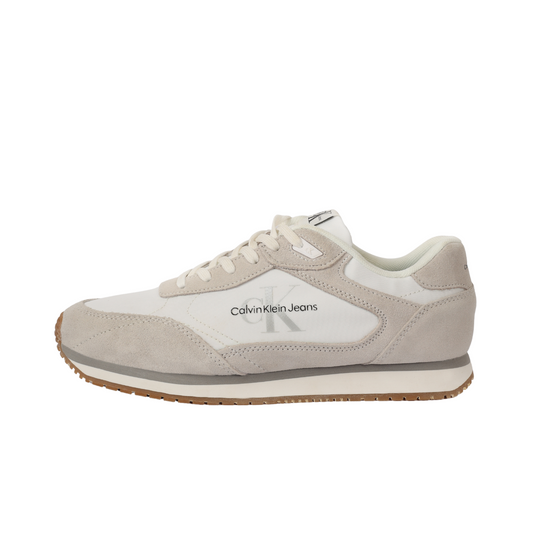 Calvin Klein Jeans Retro Runner Lace-up Trainer. WHITE & BEIGE