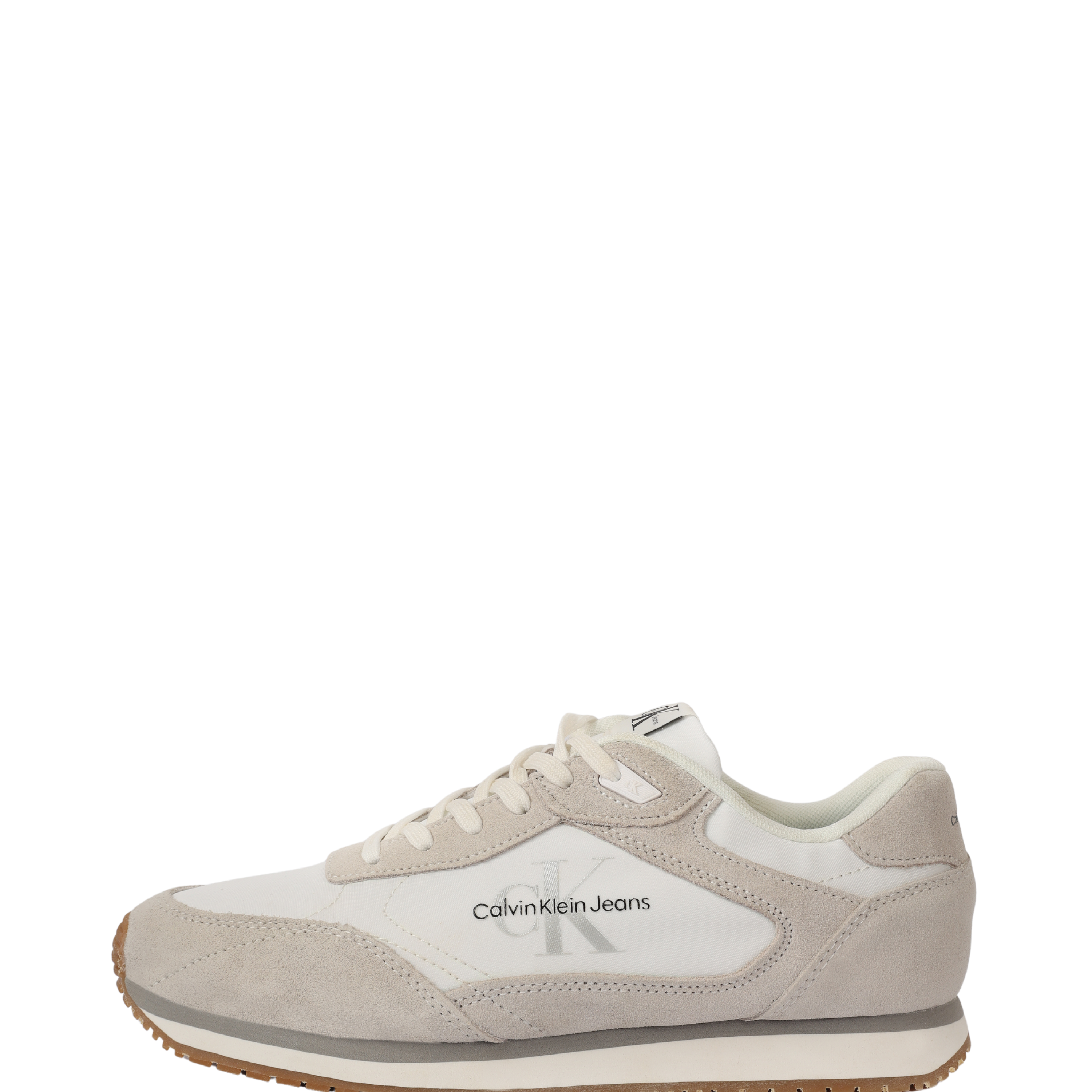 Calvin Klein Jeans Retro Runner Lace-up Trainer. WHITE & BEIGE