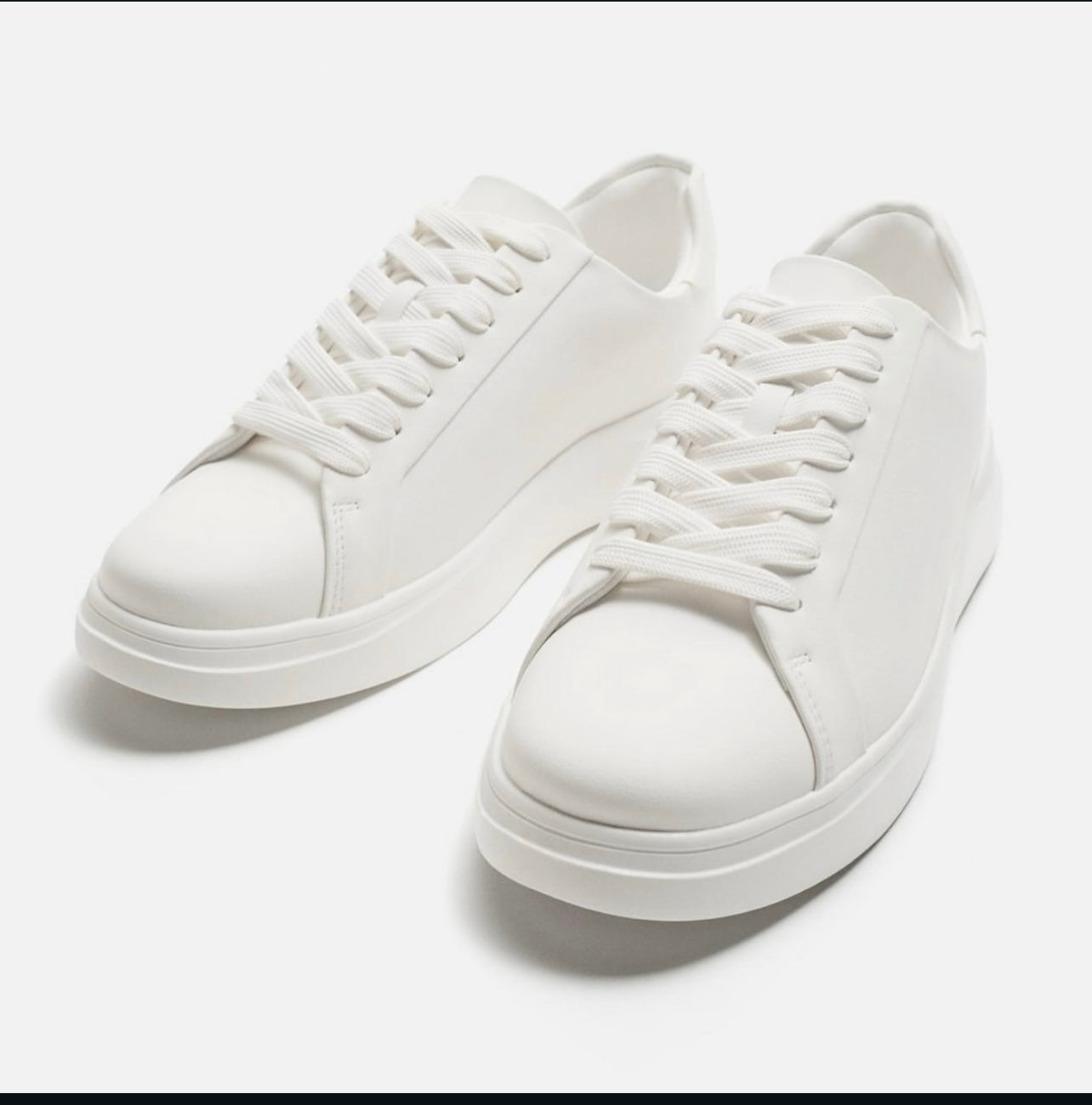 ZARA MONOCHROME CHUNKY SOLE SNEAKERS WHITE