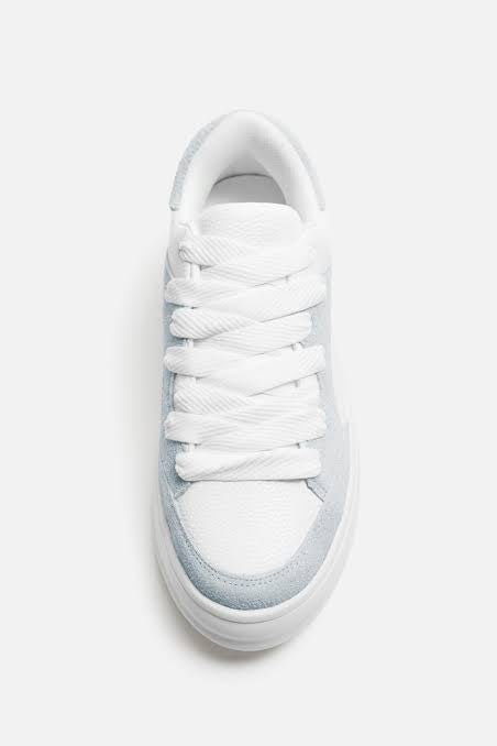 ZARA MONOCHROME CHUNKY SOLE SNEAKERS WHITE&BLUE
