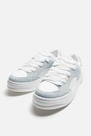 ZARA MONOCHROME CHUNKY SOLE SNEAKERS WHITE&BLUE