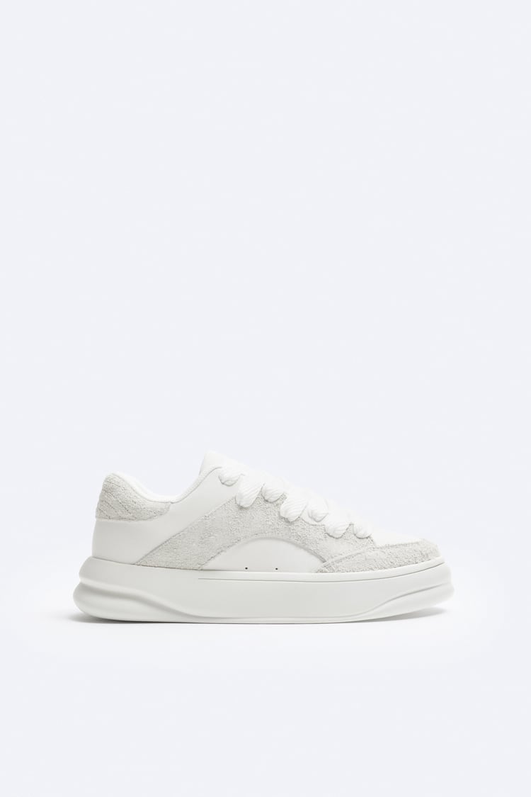 ZARA MONOCHROME CHUNKY SOLE SNEAKERS WHITE & GRAY