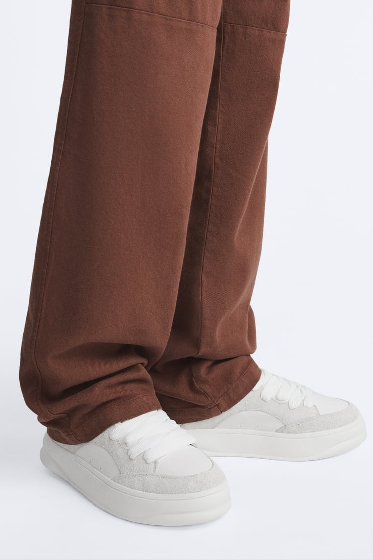 ZARA MONOCHROME CHUNKY SOLE SNEAKERS WHITE & GRAY