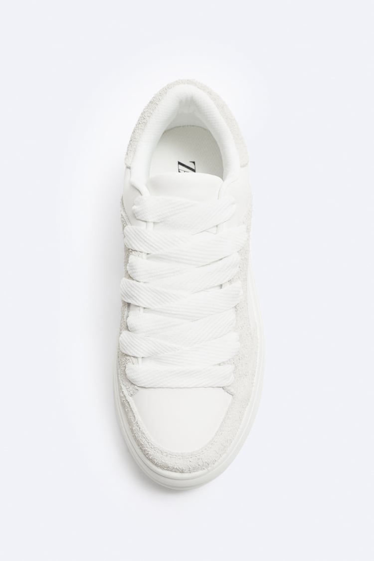 ZARA MONOCHROME CHUNKY SOLE SNEAKERS WHITE&BAIGE