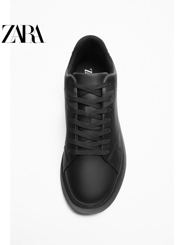 ZARA MONOCHROME CHUNKY SOLE SNEAKERS - BLACK