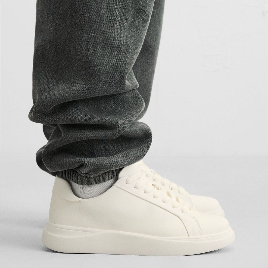 ZARA MONOCHROME CHUNKY SOLE SNEAKERS - BEIGE