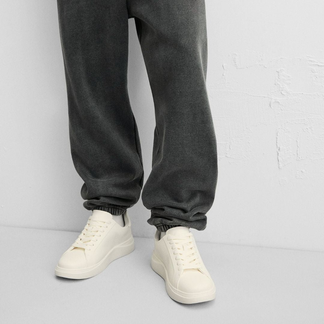 ZARA MONOCHROME CHUNKY SOLE SNEAKERS - BEIGE