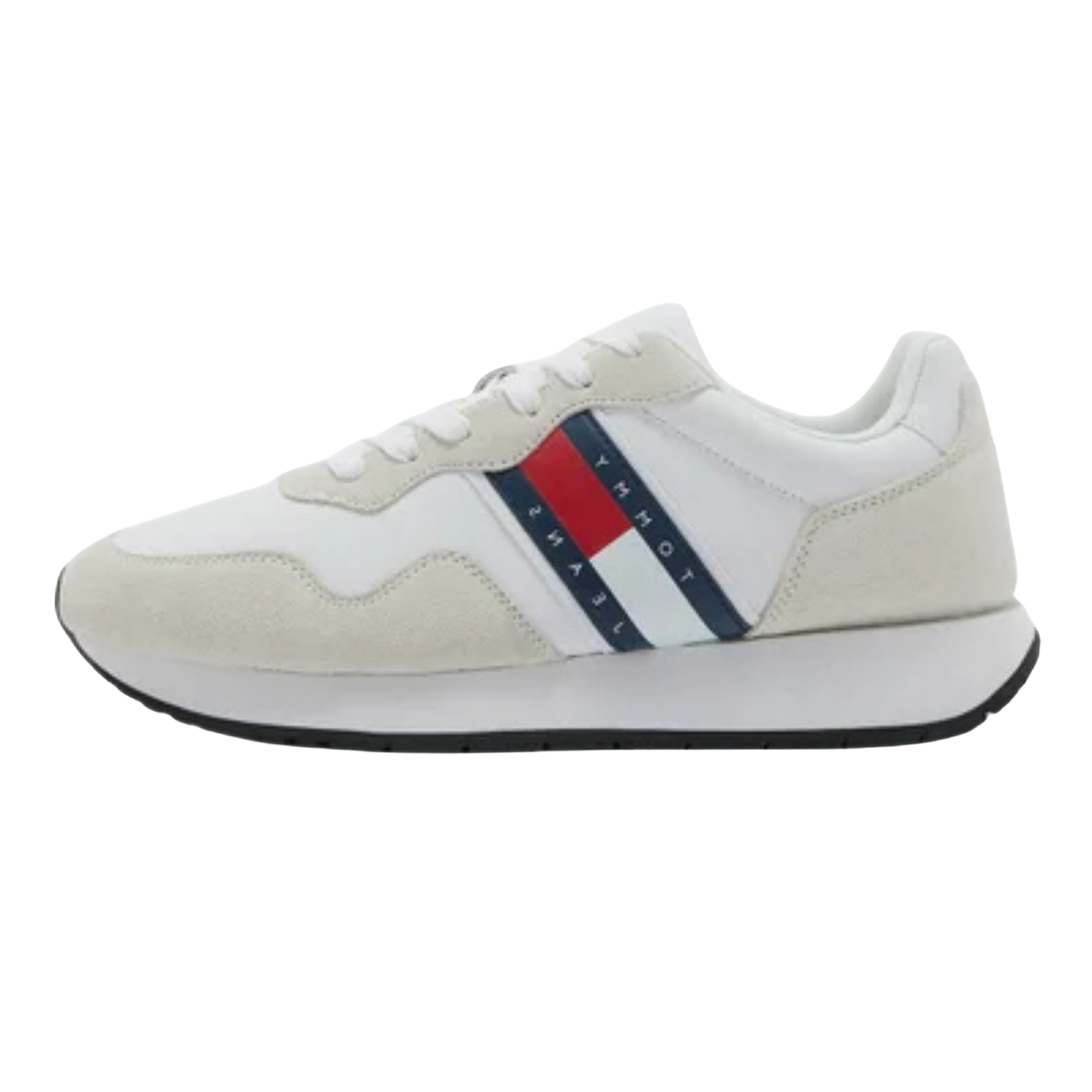 tommy Mixed Texture Contrast Midsole Trainers WHITE&BAIGE
